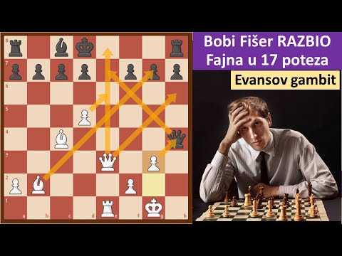 Bobi Fišer RAZBIO Rubena Fajna u 17 poteza u Evansovom gambitu | šahovske partije