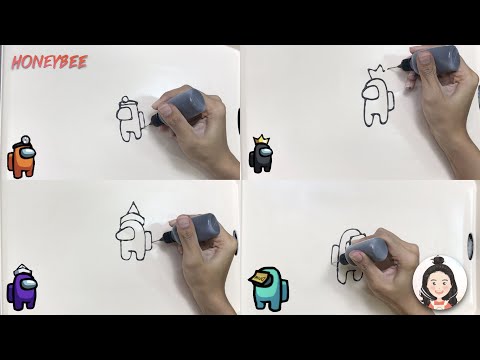 Among us Pancake Art bp2 - Orange, Black King, Purple, Blue | Honey bee