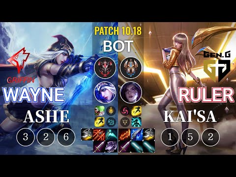 GRF Wayne Ashe vs GEN Ruler Kai'Sa Bot - KR Patch 10.18