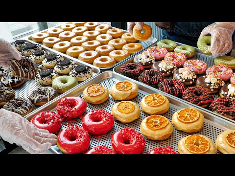 Donut making machine!! The process of making cute and delicious sweet homemade donuts
