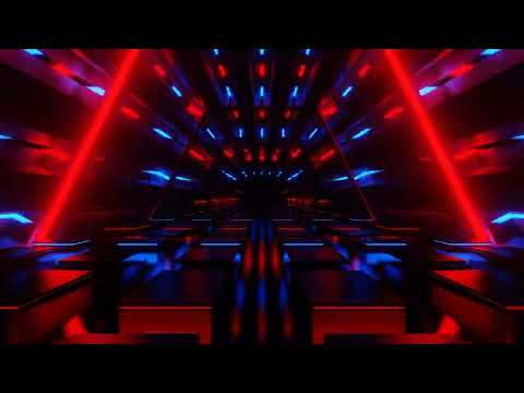 Blue and Red Rhomboid Neon Corridor Background VJ Loops in 4K