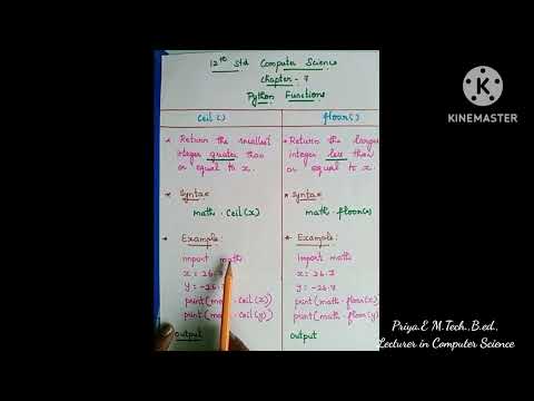 12th Std Computer Science Chapter 7 Python Functionceil And Floor Function