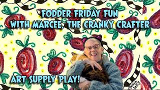 FODDER FRIDAY with Marcee @thecrankycrafter1515 : Swirly Flower Postcard & Art Supply Fun!