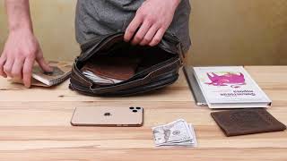 Шкіряна чоловіча сумка 20469 Vintage чорний