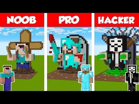 Minecraft NOOB vs PRO vs HACKER: STATUE HOUSE BUILD CHALLENGE in Minecraft / Animation