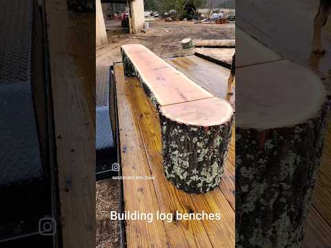 Building log benches #woodworking #logsplitter #sawmill #woodworking #outdoorlife #outdoorfurniture
