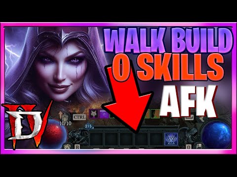 Diablo 4 Season 10 : NO SKILLS BUILD : Walking Only Build Guide : Auto play 0 Skill AFK Sorc BUSTED