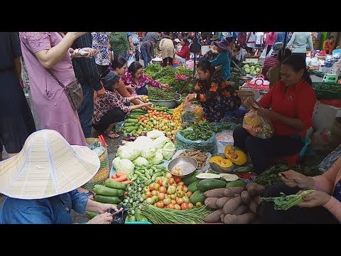 Street Food In Phnom Penh - Mixed Market Food View - Amazing Food Tour Around Market