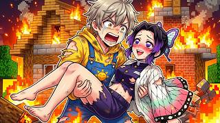 【あなたはヒーロー？】火事の現場からしのぶと美少女たちを助け出したらみんなメロメロ！？【 マイクラ / まいくら / Minecraft 】