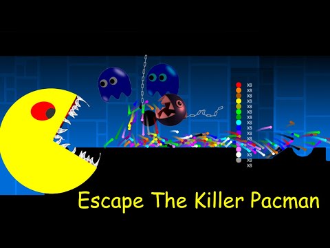 THE GIANT KILLER PACMAN! 😱 Algodoo marble escape  -Survival Marble Race In Algodoo