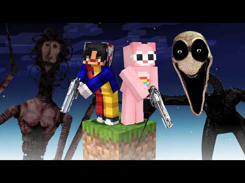 Minecraft TEK BLOK Korku Modunda RASTGELE SİLAHLARLA Hayatta Kaldım!