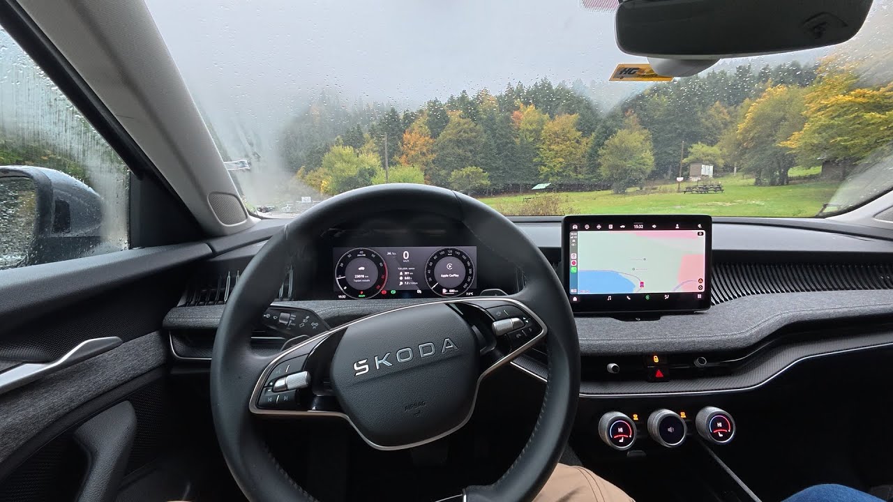 Skoda Superb 2025: Relaxing Rainy Mountain Drive & Lake Road ASMR | POV Driving 4K