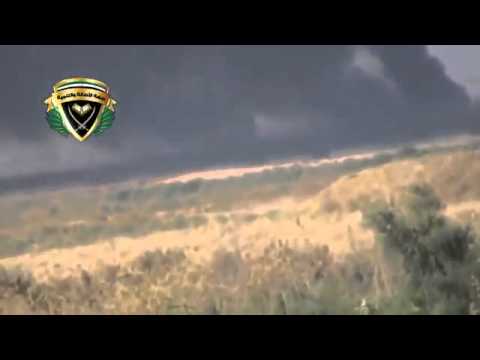 رصد لاستهداف رتل قوات النظام القادم من اللواء 93 بالقرب من قرية خنيز في الرقة من قبل كتائب حذيفة بن اليمان