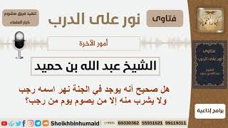 صورة هل صحيح أنه يوجد في الجنة نهر اسمه رجب ولا يشرب منه إلا من يصوم يوم من رجب؟ ابن حميد - كبار العلماء