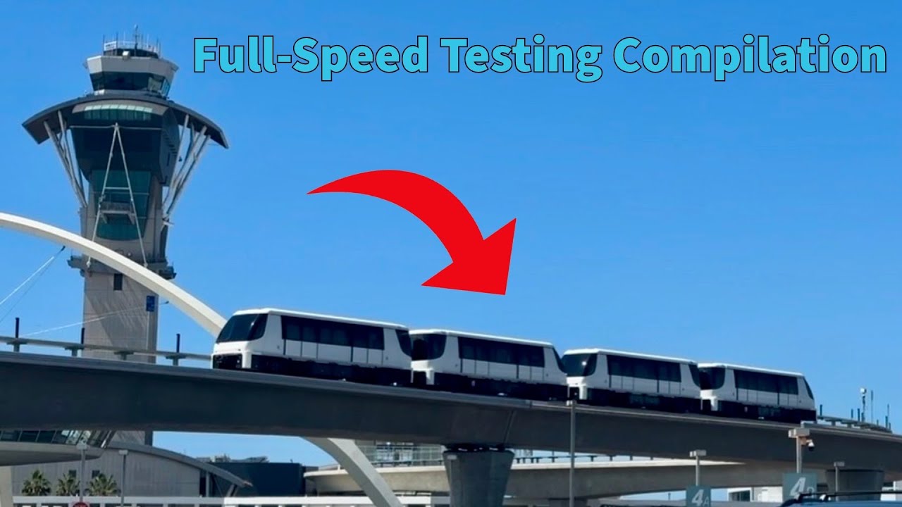 LAX Skylink Automated People Mover Vehicle Testing Compilation - Full Speed!