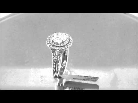 18K WHITE GOLD ROUND CUT DIAMOND ENGAGEMENT RING ART DECO DOUBLE HALO 2.42CTW - KNR INC - 533 2