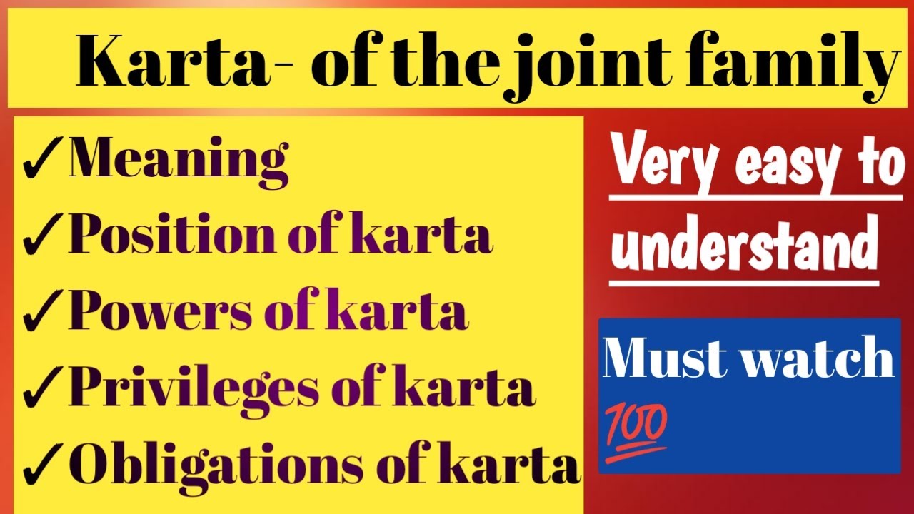 KARTA- of the Hindu joint family | Mitakshara | Family Law |
