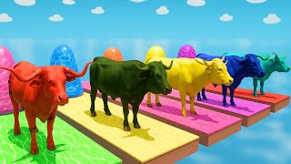 Long Slide Game With Cow Elephant Gorilla Hippopotamus Tiger - 3d Animal Game - Funny 3d Animals #32