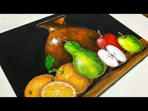 ✅ Cómo Pintar un BODEGÓN de FRUTAS con JARRÓN / Paso a Paso / Pintura Acrílica / Tutorial No. 127