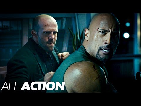The Rock Fights Jason Statham (Hobbs vs. Shaw) | Furious 7 (2015) | All Action