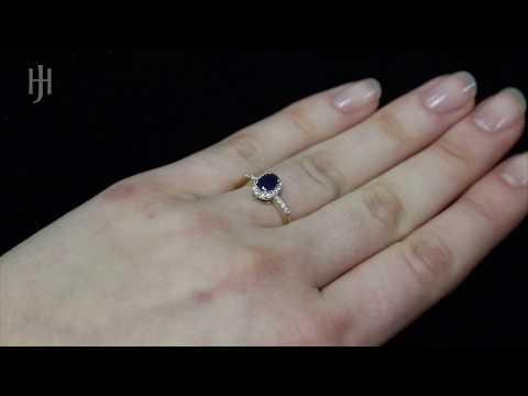 9ct Yellow Gold Diamond & Sapphire Cluster Ring - Hatton Jewellers London HJ249