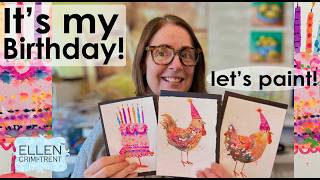 Paint Watercolor Birthday cards with me on my Birthday!