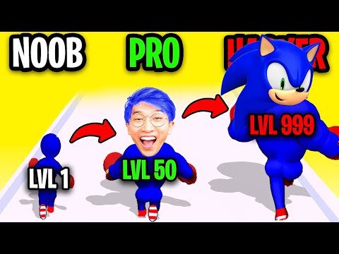 NOOB vs PRO vs HACKER In LEVEL UP RUNNER!? (ALL LEVELS!)