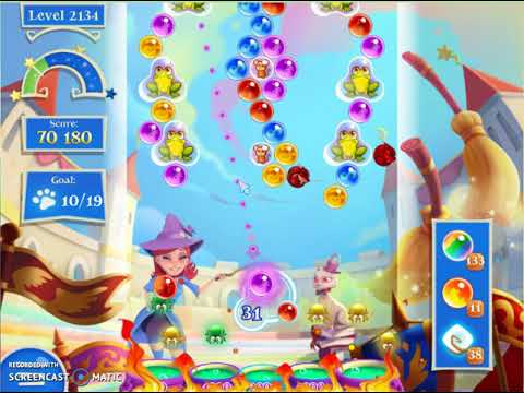 Bubble Witch 2 Saga Level 2134 with no booster & 2 bubbles left