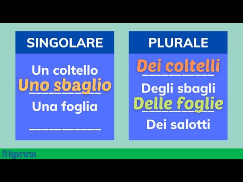 Italian how to form singular/plural of undetermined articles | Common | Learn italian free lessons