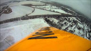 gopro R/C cub on skis flying off the snow