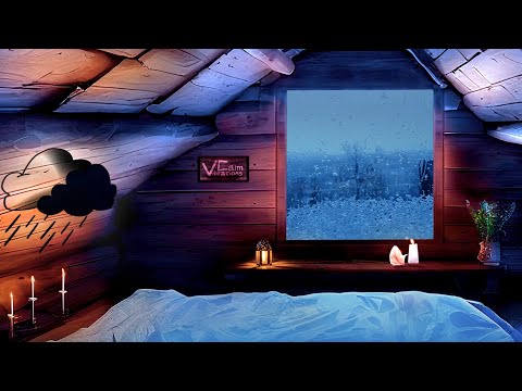 Rain on window sounds for studying. Hail sounds for sleeping. Rainy attic room sleep.