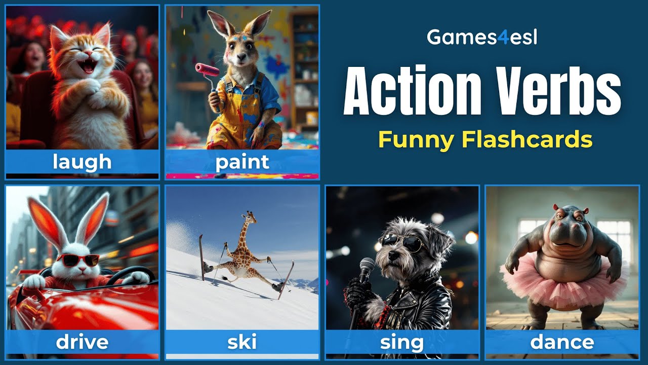 Action Verbs - Funny Flashcards