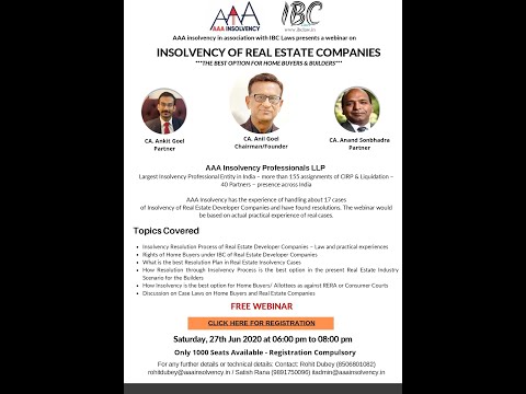Insolvency of Real Estate Companies - The best option for Home Buyers and Builders Part-I