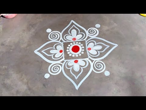 Beautiful round alpona design for beginners / Latest alpona design for kali puja / Simple alpona art