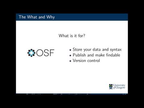 An introduction to OSF.io - A place to store and share you quantitative analyses and data.