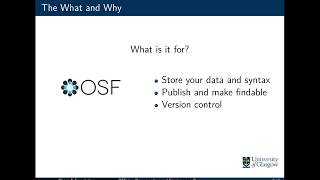 An introduction to OSF.io - A place to store and share you quantitative analyses and data.