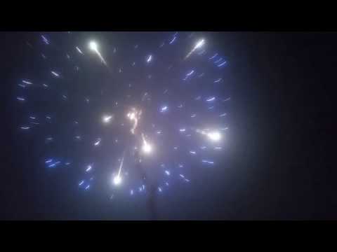 Kulová puma 100mm Blue Peony with Coconut Tree Pistil with Silver Tai [Full HD] *Silvestr 2016-2017*