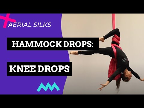 KNEE DROPS on a knotted aerial silk or hammock - easy aerial drops