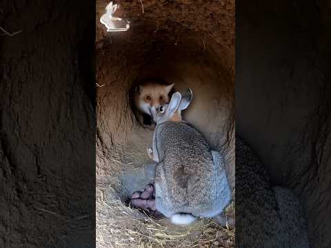 Hare vs Fox.🐰💥🦊Burrow Battle!Mother's Fury.#shorts #rescue #wildlife #animals #rabbit #fox #hare