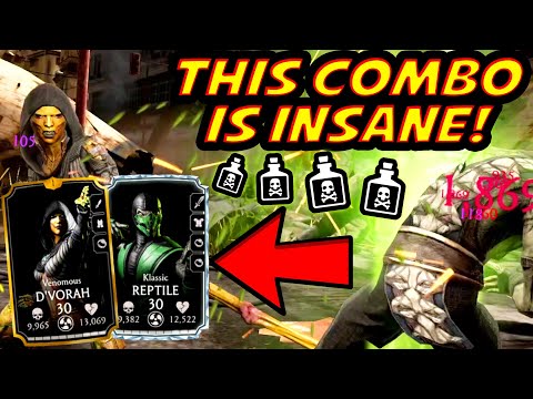 MK Mobile. Klassic Reptile + Venomous D'Vorah = DELETING ENEMIES! Super OP Combo!