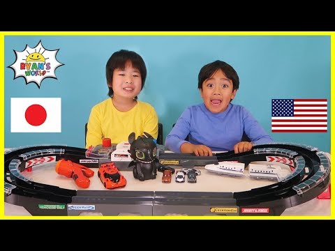 Ryan's World Collab with Gacchannel! Fun Toy Exchange between US and Japan!