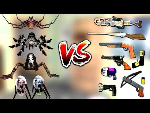 All New Spider Enemies Vs All New Weapons - Granny 1 2 3 4 5 All Chapters