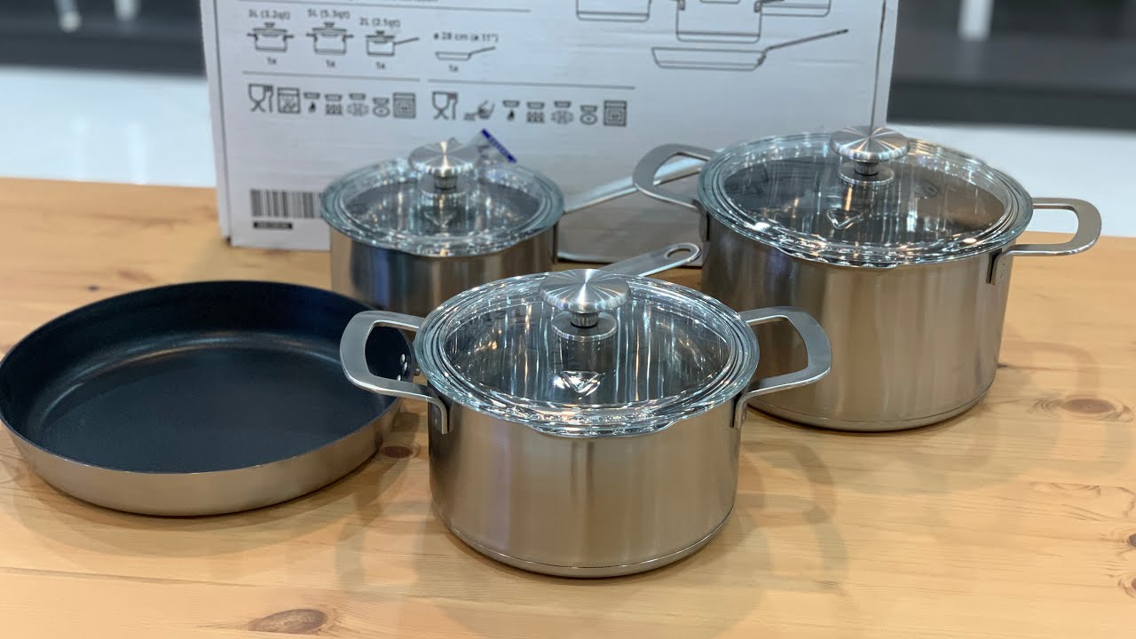 HEMKOMST7-piece cookware set/سرویس قابلمه استیل ایکیا