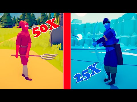 25X Ice Archers vs 50X Farmers - Totally Accurate Battle Simulator TABS