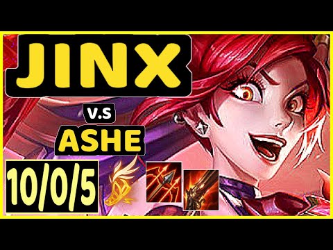 GANKZERO (JINX) vs ASHE - 10/0/5 KDA BOTTOM ADC CHALLENGER GAMEPLAY - KR