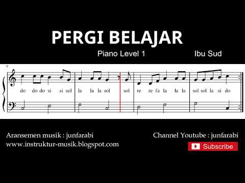 not balok pergi belajar - tutorial piano tingkat 1 - notasi lagu oh ibu dan ayah
