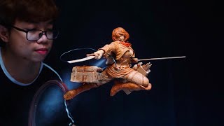 i Carved MIKASA Flying - with 3D Maneuver Gear - Attack on Titan [ 進撃の巨人 ] Wood Carving