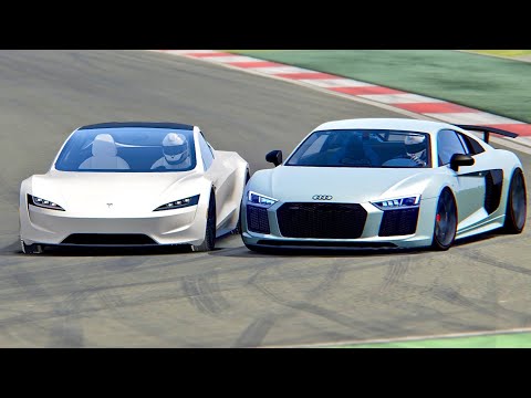 Tesla Roadster vs Audi R8 V10 Plus 2019 - Nurburgring
