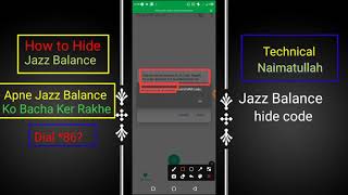 How to hide/secret balance in Jazz Sim Card ||Technical Naimatullah||