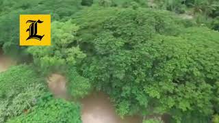 Vista aérea de zona afectada en San Francisco de Macorís por huracán María